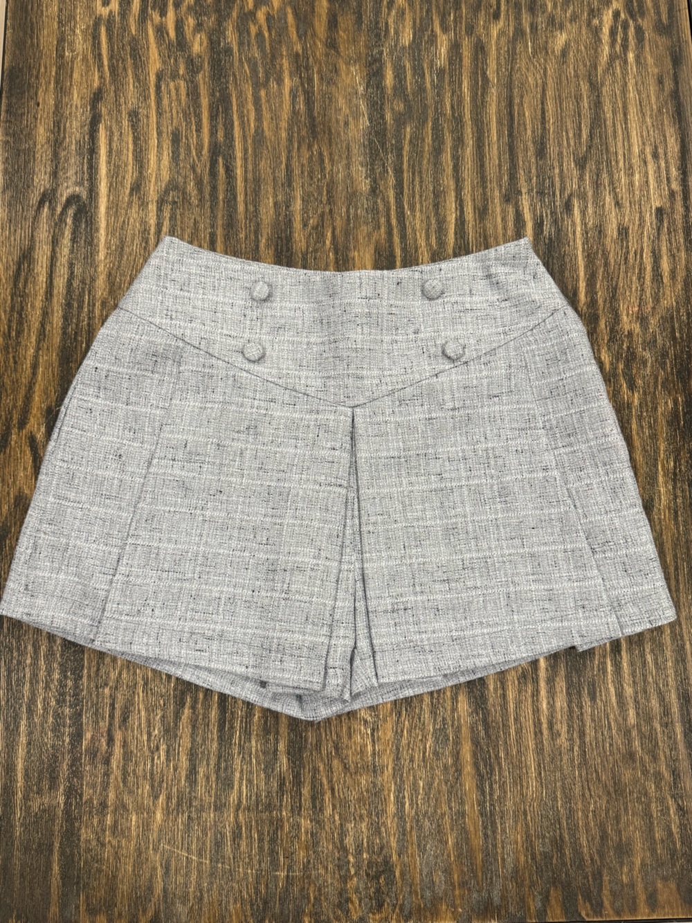 Avec Les Filles Tweed High Rise Sailor Shorts Gray Size 8 NWT